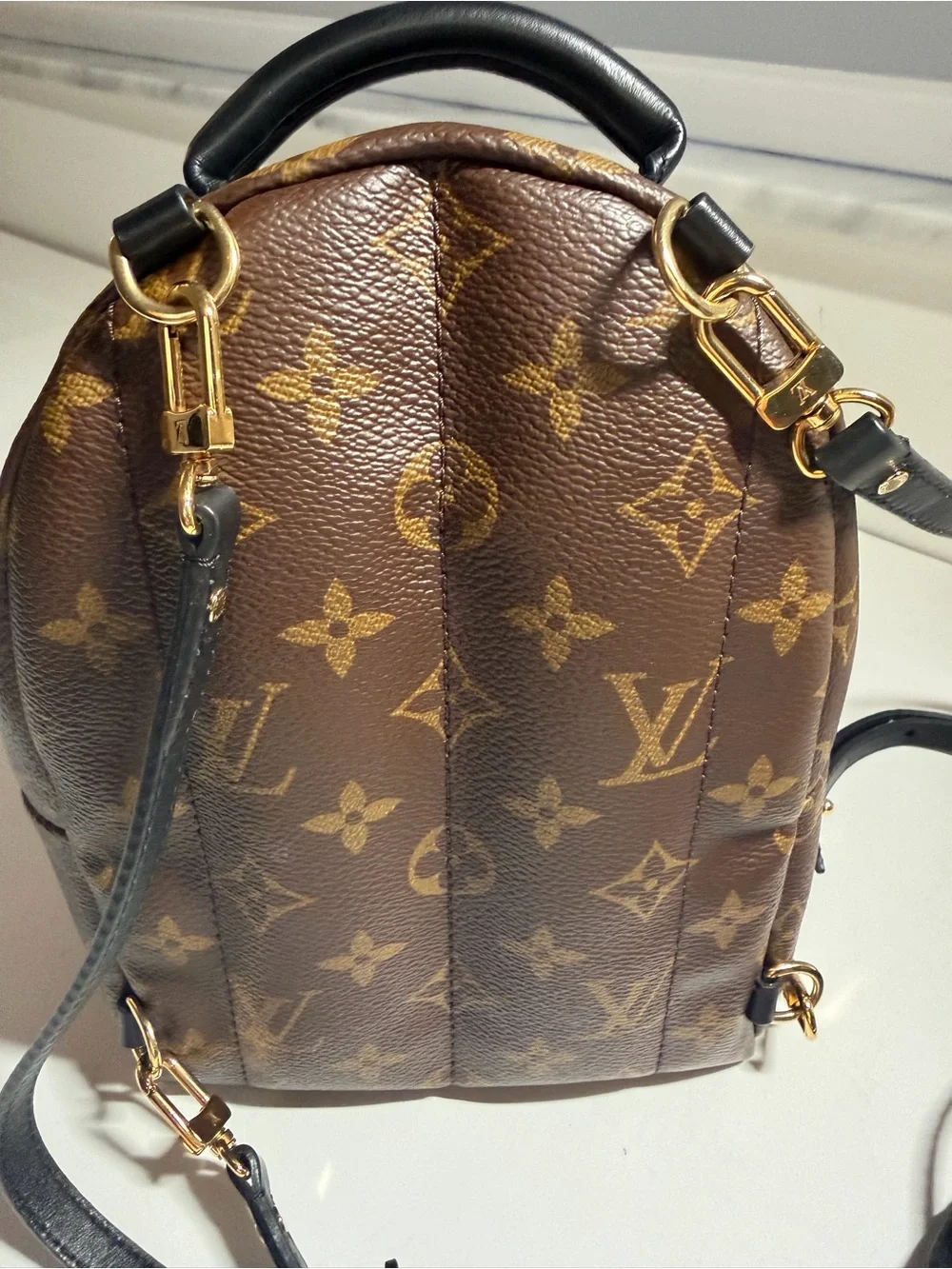 Louis Vuitton Monogram Canvas Mini Backpack in Brown and Gold